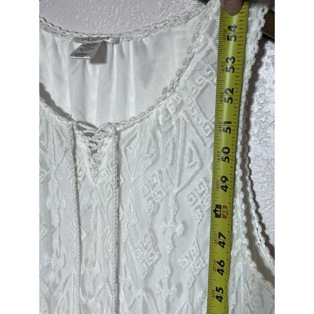 White Lace Long Maxi Dress Sz Large Boho Cottagecore Lined Cotton By Vasna - Picture 6 of 13